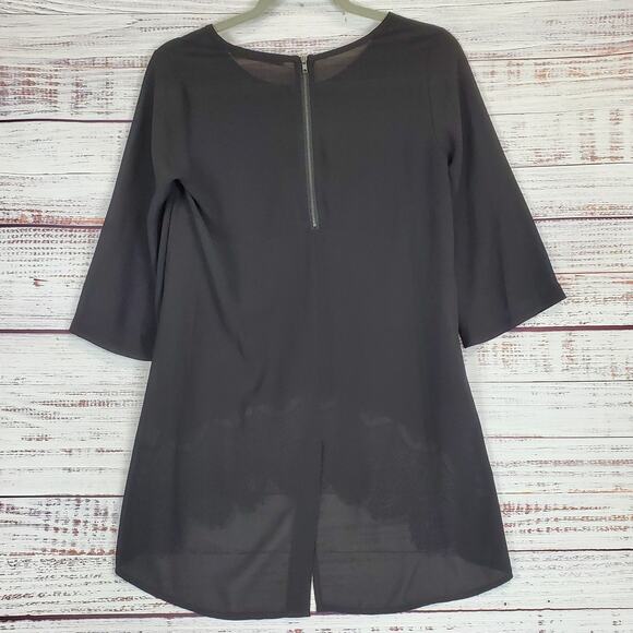 Chloe K Black Fringe Lace Tunic Mini Dress Size S Flowy Whimsygoth Fairygrunge - Picture 3 of 15